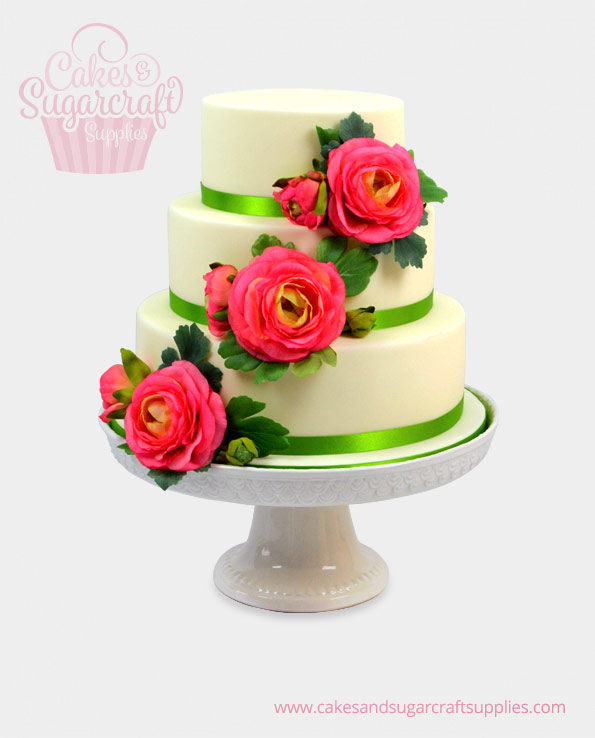 Triple Rose Wedding Cake